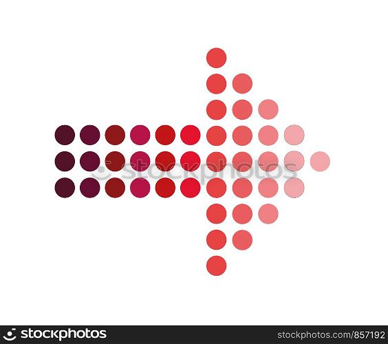 red dotted arrows on white background. red dot arrow sign. flat style. red dot arrow icon for your web site design, logo, app, UI. halftone effects vector.