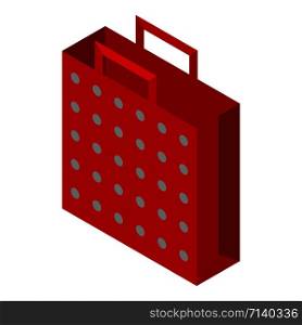 Red dotted bag icon. Isometric of red dotted bag vector icon for web design isolated on white background. Red dotted bag icon, isometric style