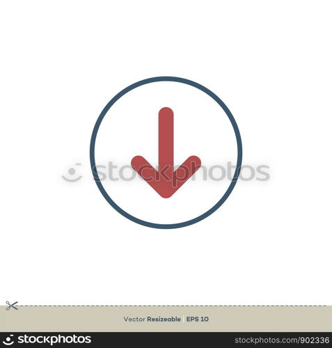 Red Down Arrow Vector logo Template Illustration Design. Vector EPS 10.