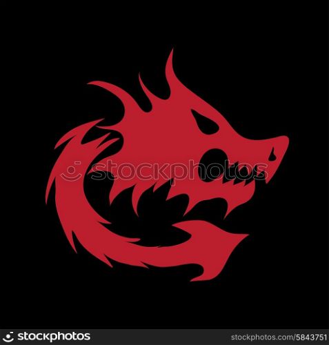 red dragon on a black background