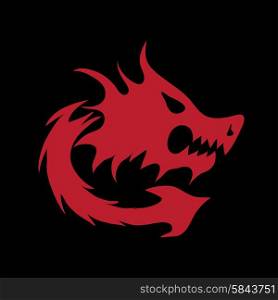 red dragon on a black background