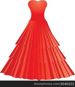 Red dress. Illustration of red dress isolated on white background.