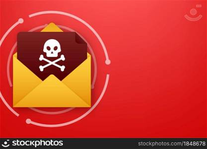 Red email virus. Computer screen. virus, piracy, hacking and security, protection Vector stock illustration. Red email virus. Computer screen. virus, piracy, hacking and security, protection. Vector stock illustration.