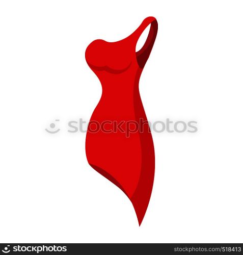 Red evening dress icon in cartoon style isolated on white background. Red evening dress icon, cartoon style