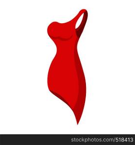 Red evening dress icon in cartoon style isolated on white background. Red evening dress icon, cartoon style