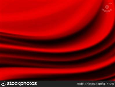 Red fabric satin wave background texture vector illustration.