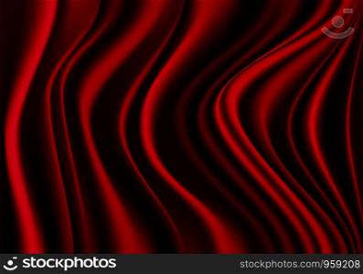 Red fabric silk satin wave soft luxury background texture vector illustration.