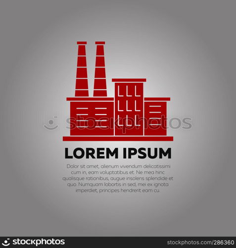 Red factory logo design - industry logo template. Business emblem industrial, vector illustration. Red factory logo design - industry logo template