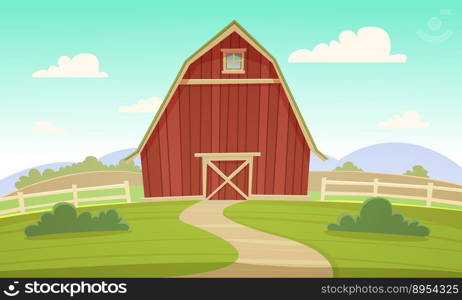 Red farm barn vector image