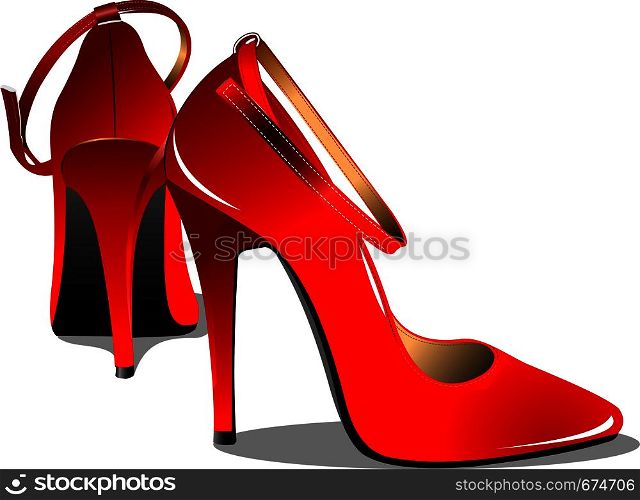 Red fashion woman pair shoe. Vector illustration