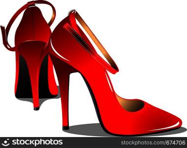 Red fashion woman pair shoe. Vector illustration