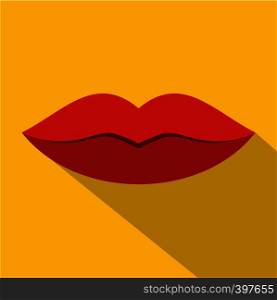 Red female lips icon. Flat illustration of red female lips vector icon for web. Red female lips icon, flat style