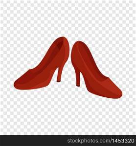 Red female shoes icon. Cartoon illustration of female shoes vector icon for web. Red female shoes icon, cartoon style
