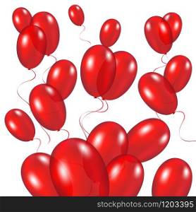 Red festive balloons background vector illustration on a white background. Red festive balloons background