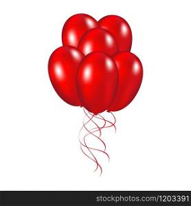 Red festive balloons vector illustration on a white background. Red festive balloons