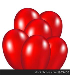 Red festive balloons vector illustration on a white background. Red festive balloons
