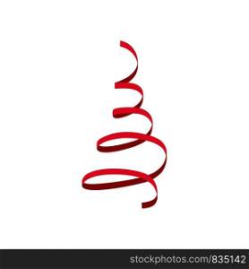 Red festive ribbon icon. Flat illustration of red festive ribbon vector icon for web isolated on white. Red festive ribbon icon, flat style