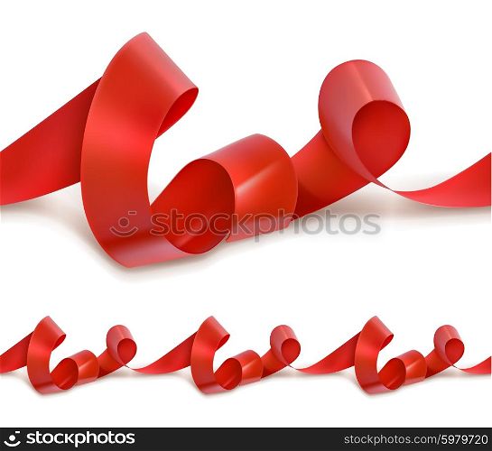 Red festive ribbon seamless vector