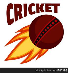 Red fire ball cricket logo. Flat illustration of red fire ball cricket vector logo for web design isolated on white background. Red fire ball cricket logo, flat style