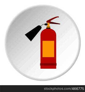 Red fire extinguisher icon in flat circle isolated vector illustration for web. Red fire extinguisher icon circle