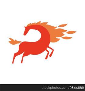 Red fire horse icon. A simple folklore icon with a mare and a fiery tail.