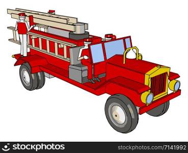 Red firetrucks, illustration, vector on white background.