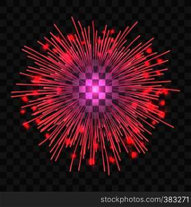 Red firework icon. Realistic illustration of red firework vector icon for web. Red firework icon, realistic style