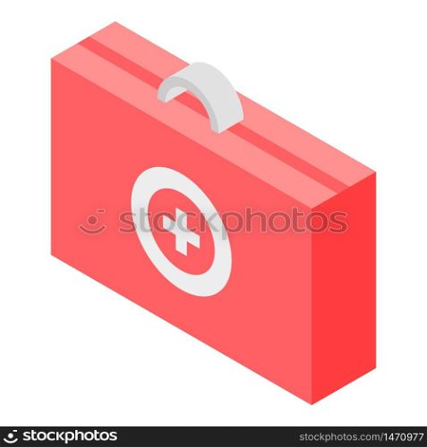 Red first aid kit icon. Isometric of red first aid kit vector icon for web design isolated on white background. Red first aid kit icon, isometric style