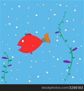 red fish cartoon, vector art illustration