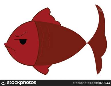Red fish floating under water vector or color illustration