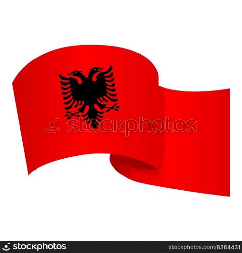 Red flag albania icon cartoon vector. Europe capital. Monument landmark. Red flag albania icon cartoon vector. Europe capital