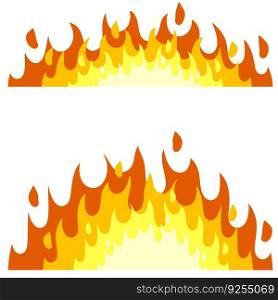Red flame set. Fire element. Part of the bonfire with the heat. Cartoon flat illustration. Fireman’s job. Dangerous situation.. Red flame set. Fire element.