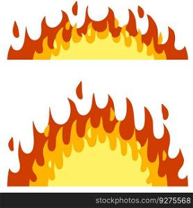 Red flame set. Fire element. Part of the bonfire with the heat. Cartoon flat illustration. Firemans job. Dangerous situation.. Red flame set. Fire element. Part of the bonfire