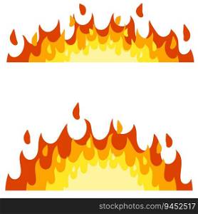 Red flame set. Fire element. Part of the bonfire with the heat. Cartoon flat illustration. Fireman’s job. Dangerous situation.. Red flame set. Fire element. Part of the bonfire