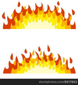 Red flame set. Fire element. Part of the bonfire with the heat. Cartoon flat illustration. Fireman&rsquo;s job. Dangerous situation.. Red flame set. Fire element. Part of the bonfire