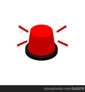 Red flashing light icon in isometric 3d style on a white background. Red flashing light icon, isometric 3d style