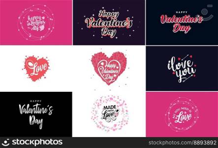 Red flat design Valentine&rsquo;s Day label pack