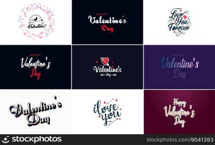 Red flat design Valentine’s Day label pack