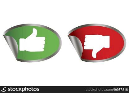 Red flat yes no sticker. Peeled off stickers like dislike. Accept button, decline button. Stock image. EPS 10.. Red flat yes no sticker. Peeled off stickers like dislike. Accept button, decline button. Stock image. 