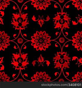 Red floral background, seamless pattern