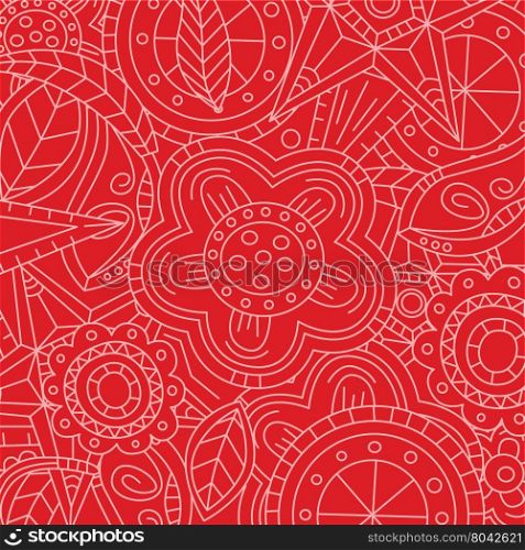 red floral flower pattern doodle. red floral flower pattern doodle theme vector art illustration