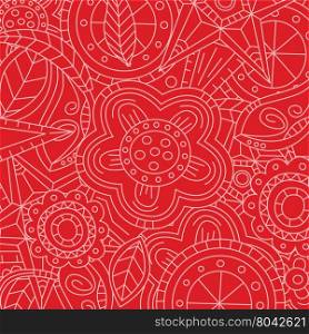 red floral flower pattern doodle. red floral flower pattern doodle theme vector art illustration