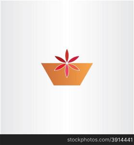 red flower in pot abstract vector icon symbol