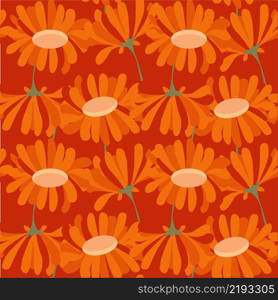 Red flowers seamless pattern art design stock vector illustration