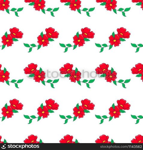 red flowers seamless pattern vector illustration