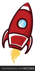 Red flying rocket, illustration, vector on white background