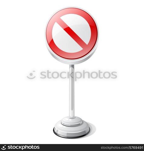 Red forbidden road traffic sign isolated on white.