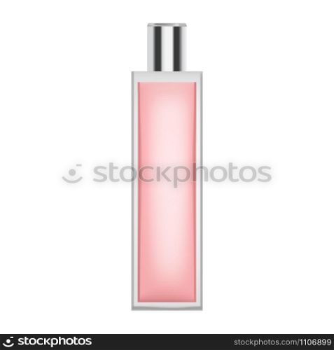 Red fragrance bottle icon. Realistic illustration of red fragrance bottle vector icon for web design isolated on white background. Red fragrance bottle icon, realistic style