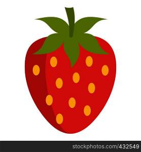 Red fresh strawberry icon flat isolated on white background vector illustration. Red fresh strawberry icon isolated