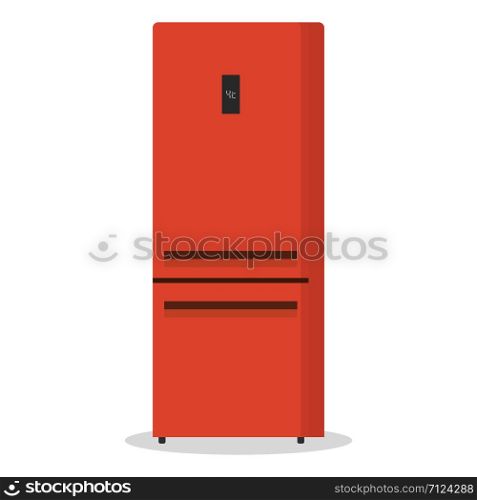 Red fridge, flat vector illustration